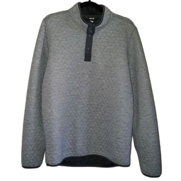 Marine Layer Corbet Quilted Reversible Mock Neck Pullover Long Sleeve Gray Large - Picture 1 of 13